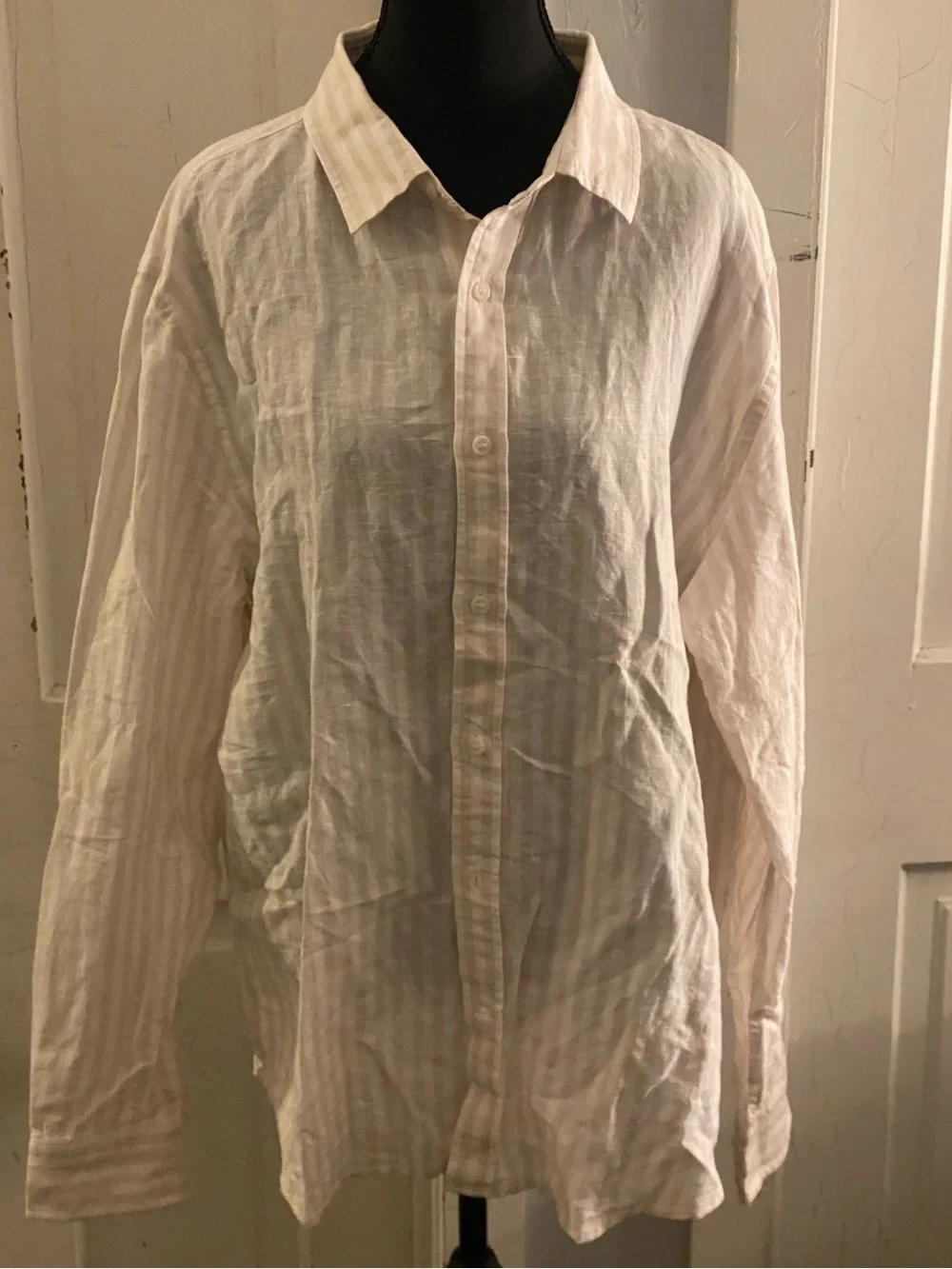 Banana Republic Light Cream Stripe Button-Down Shirt